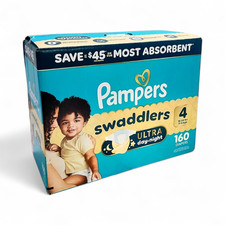 Pampers Swaddlers Ultra Day Night Baby Diapers Size 4 - 160 Count