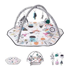 Baby Play Gym Mat, Tummy Time Mat with 6 Detachable Sensory Toys, 41.7" x 41.7"