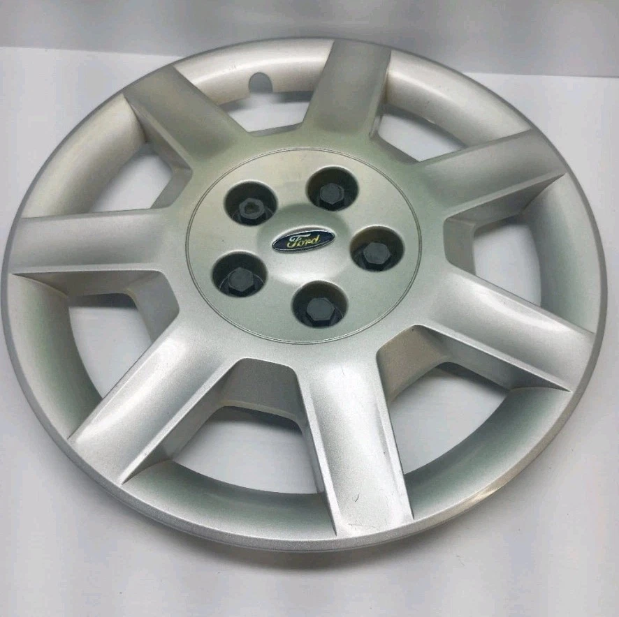 (1) Cubierta de rueda tapacubos Ford Taurus 2003-2007 16" OEM USADA PLATEADA #5F13-1130-AA  Foto 2 de 4