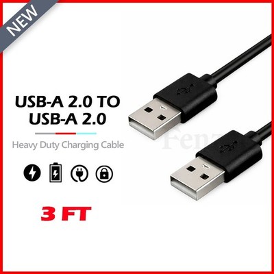 USB 2.0 Cable Type A Male to A Male High-Speed Data Transfer Charger Cord
