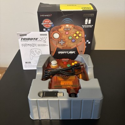 NEW ORANGE HAWK Tribute64 WIRELESS CONTROLLER Switch N64 Retro-Bit 64