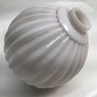 Vintage lightning rod pleated milk glass white ball weathervane #20