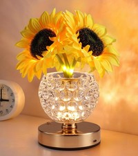Sunflower Lamp Gifts Rechargeable Cordless Touch Crystal Vase Flower Light