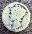 1917 Mercury Dime Silver Circulated Uncertified US Coin