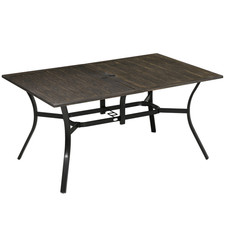 Garden Table with Parasol Hole for Patio Deck - Brown 150 x 96 x 73cm