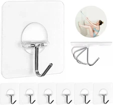 JINSHUNFA Wall Hooks 13Lb(Max) Transparent Seamless Coat Hooks,Waterproof