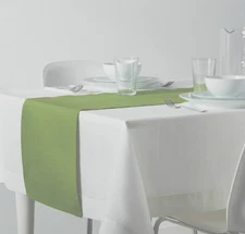 Bardwil Linen Continental Dining Table Runner Textured Kiwi Green 14 x 70 Inch 