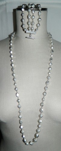DANA BUCHMAN Silver Tone Faceted Acrylic Bead Necklace Matching Bracelet - 第 1/5 張圖片