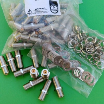 (25 PCS) Perfect Vision DTVF81 3GHz Coax Barrel Splice Connector w/Nuts & Washer