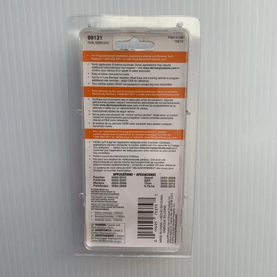 Transmisor remoto para entrada sin llave y sistema de alarma-llavero Dorman 99131 nuevo Foto 2 de 4