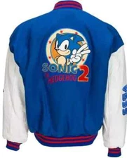 Sonic The Hedgehog 2 SEGA Varsity Letterman Bomber Jacket Mens Size S M L XL XXL