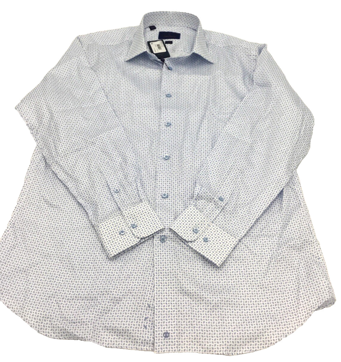 155 долларов США, мужская рубашка David Donahue с отделкой по фигуре, Белый/синий, 17,5 x 34/35