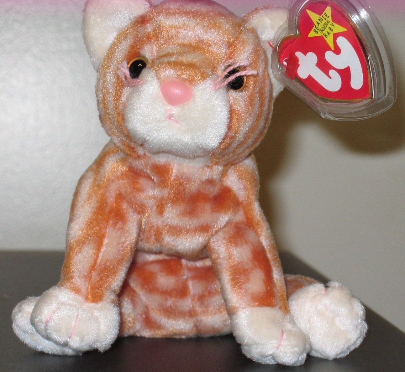 Ty Beanie Baby AMBER the Tabby Cat (8 Inch) MINT with MINT TAGS