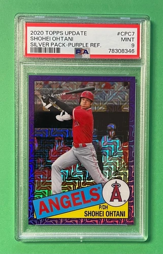 2020 TOPPS UPDATE SHOHEI OHTANI SILVER PACK PURPLE REFRACTOR 10/75 #CPC7 PSA 9