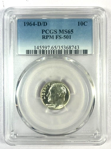 1964-D/D PCGS MS65 RPM (Repunched Mint Mark) FS-501 Roosevelt Dime
