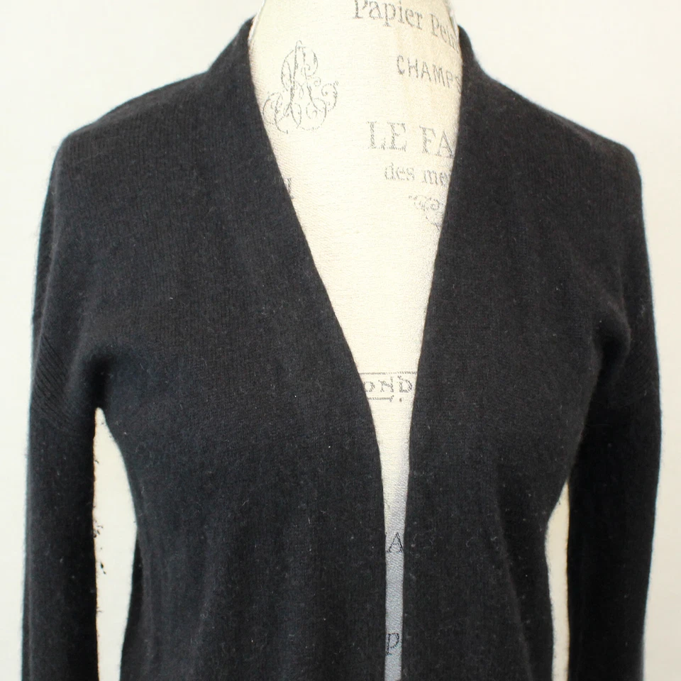 Cardigã Nordstrom halogênio lã/cashmere macio quente aberto frontal preto espanador XS - Imagem 3 de 4