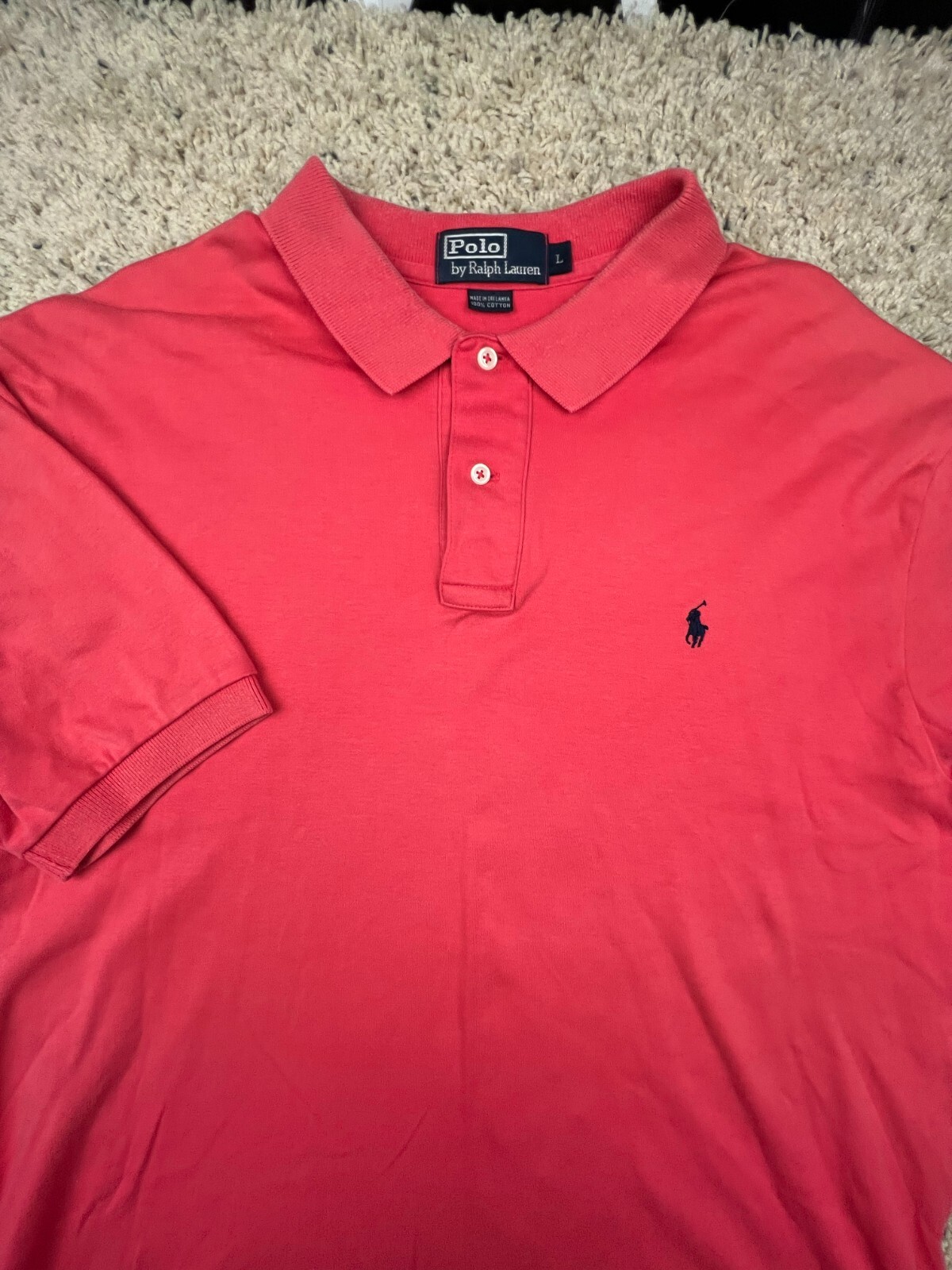Polo Ralph Lauren Camicia Grande Rosso Arancione Nero Pony Logo Casual Rugby Uomo