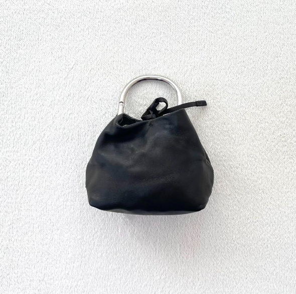 Vintage PRADA Wrist Bag BN0894 2003 Leather Silver Ring Bounds Bag 