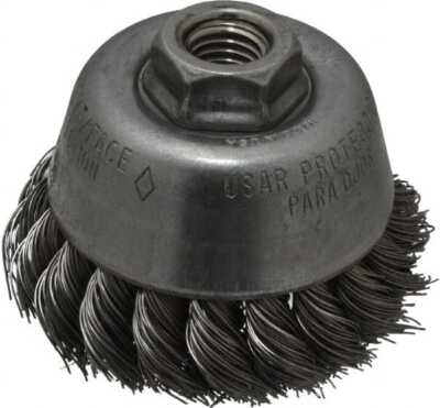 Osborn 3300000 Cup Brush: 3-1/2'' Brush, 0.02'' Knotted Steel Wire, 7/8'' Trim