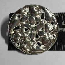 Shiny Silver Large Artistic Metal Button Accessory 35mm 1-3/8" Shank Base