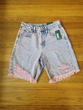 NEW NWT Wild Fable Pink Acid Wash High Rise Cut Off Bermuda Shorts Size 2/26