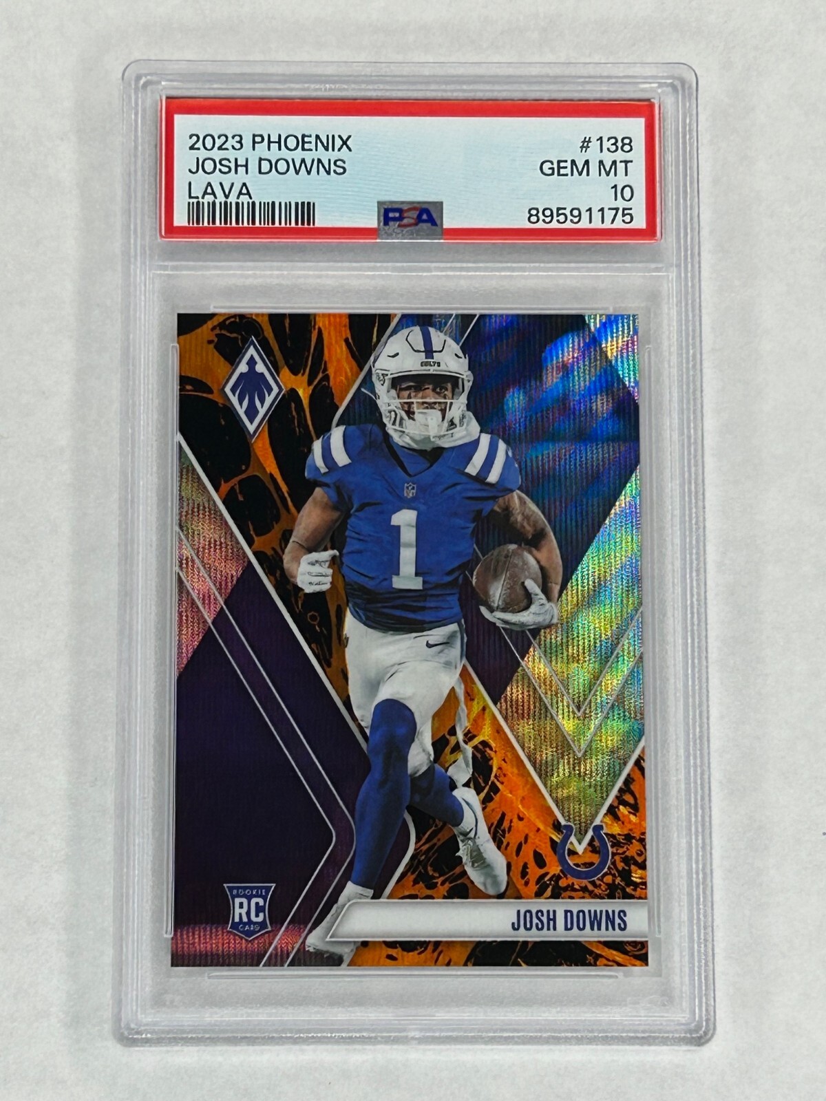 Josh Downs 2023 Panini Phoenix Lava Refractor /175 Base RC #138 Colts UNC