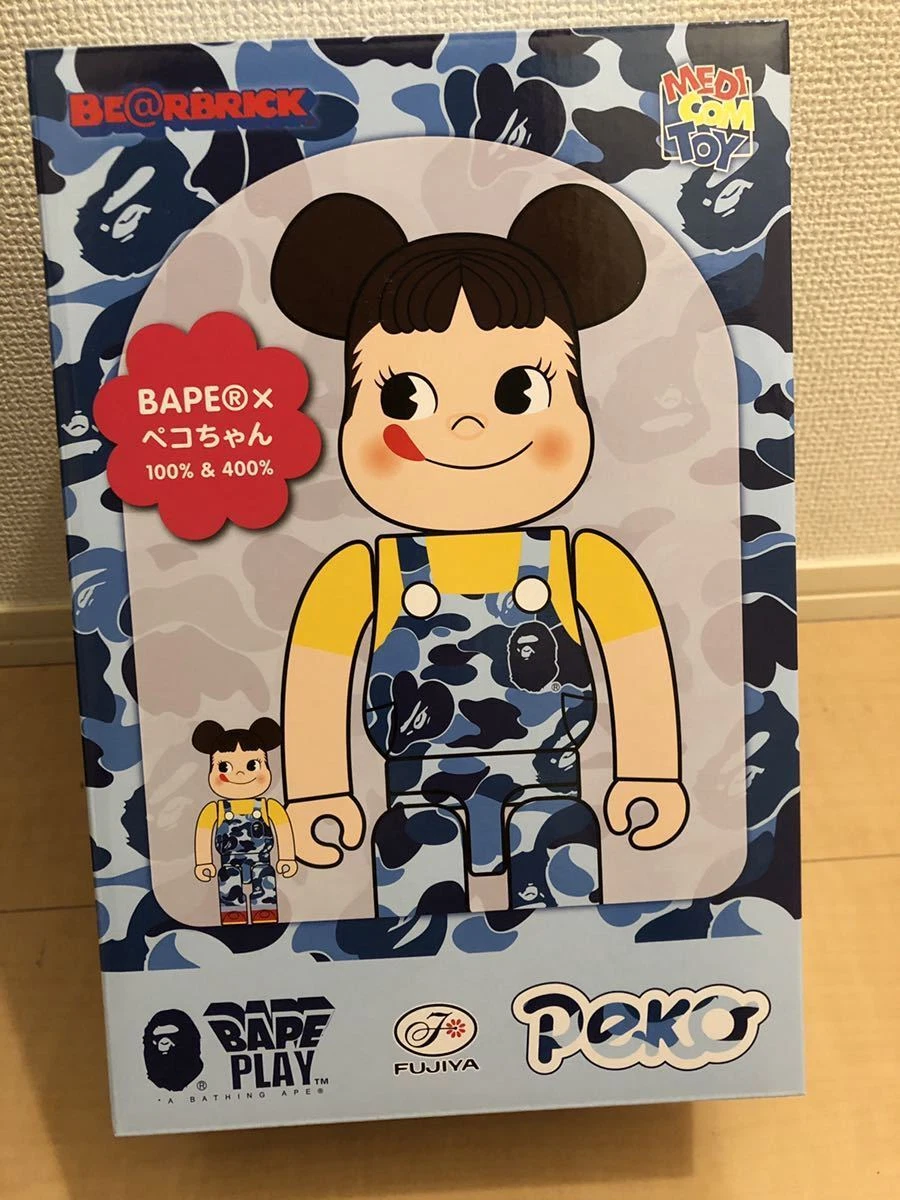 Peko chan Fujiya BAPE Bearbrick BE RBRICK 100 400 BLUE (Medicom 