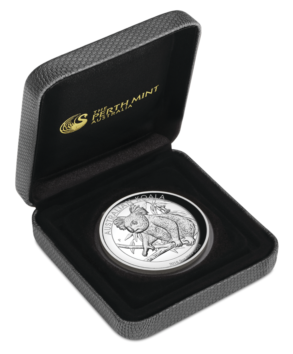 2018 Australian Koala 5 oz Silver High Relief $8 Coin 500 Mintage