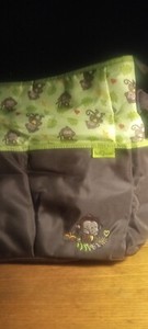 Baby Boom Brand:Jungle/Monkey 8 Pocket w/zipper Diaper Bag 16"x 12"x 4"-EUC
