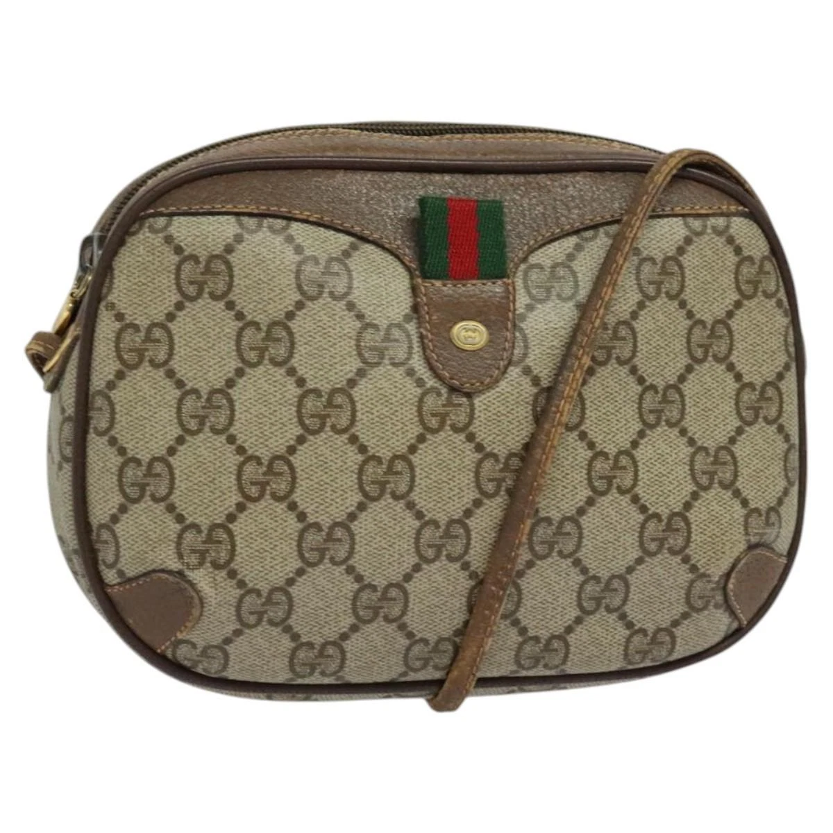 Sac GUCCI GG Supreme Web Sherry Line PVC beige or 156 02 066 authentique ki5606