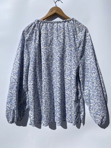 HM Multicolor Floral Balloon Sleeve Neck Self Tie Drawstring Peasant Top XL - Picture 2 of 9