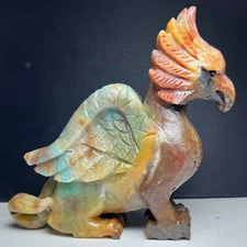 669g Natural Crystal Mineral Specimen. Amazon Stone. Hand-carved Griffin,Gift.AA
