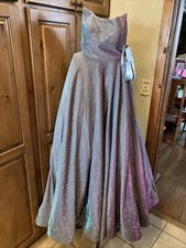 Night Studio Size 6 Long Formal Dress Iridescent Metallic Prom 2 sets tie NWT
