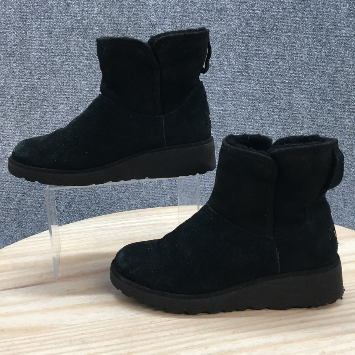 UGG Boots Womens Kristine Wedge Ankle Bootie Shearling Winter 101249A  Black