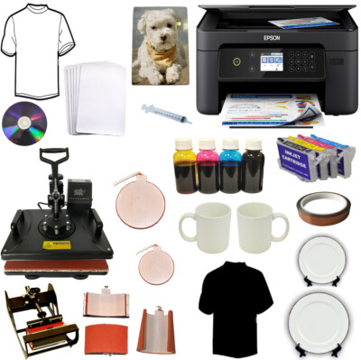 5in1 Pro Heat Transfer Sublimation Press Wireless Epson Printer Tshirts Mugs Hat