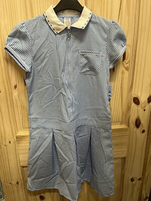 F&F Schulkleid blau kariert Größe 11-12 Jahre neu mit Haarkratzer