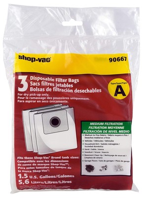 Shop-Vac 9066700 1.5-Gallon All Around Collection Bag, 3-Pack