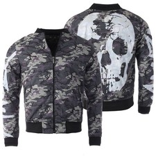 Yakuza Herren Stealth Skull Bomberjacke camouflage Skull Totenkopf Print JB14024