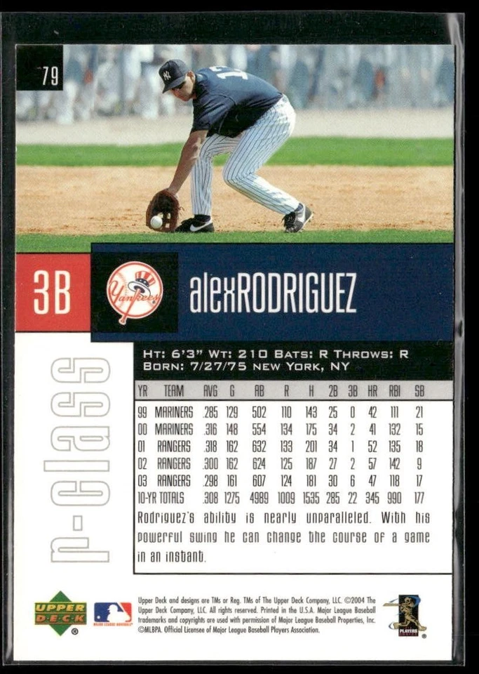 2004 Upper Deck r-class Alex Rodriguez #79 New York Yankees - Image 2 of 2