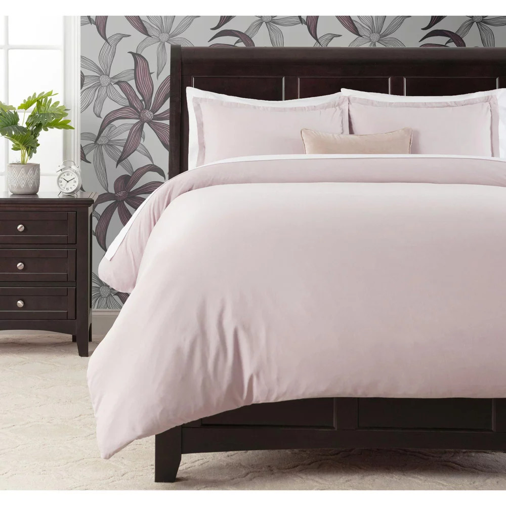 Комплект однотонных пододеяльников из микрофибры Chanasya - Комплект из 3 предметов - Розовый