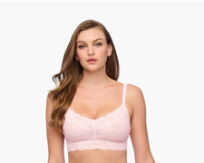 Cosabella Never Say never Curvy pink lace wireless bra sz L 36 38 F G