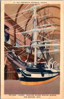 The Bark Lagoda Jonathan Bourne Whaling Museum Postcard New Bedford MA B46