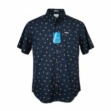 Columbia Men's Collegiate Navy Shirt Deserted Rapid Rivers Printed Size Medium