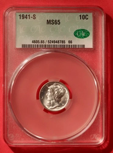 1941 S Mercury Dime - CACG MS 65