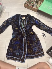 Anthropologie Farm Rio Dress Long-Sleeve V-Neck, Multi-Print, Size Small