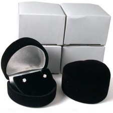 4 Heart Earring Gift Boxes Black Showcase Display