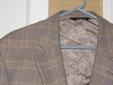 JOS. A. BANK Signature Collection 44 Long Blazer Sport Coat Tan Plaid Wool