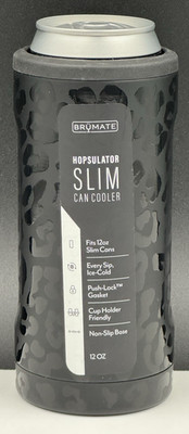 BRUMATE Hopsulator Slim Can Cooler Insulated for 12oz Slim Cans Onyx Leopard New