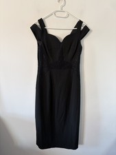 Coast NEW Black Lace Panel Dress Size 10 Mardessa Bodycon Cold Shoulder Formal