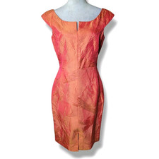 Vintage Flores & Flores Metallic Jacquard Sheath Dress Textured Cocktail Size 8